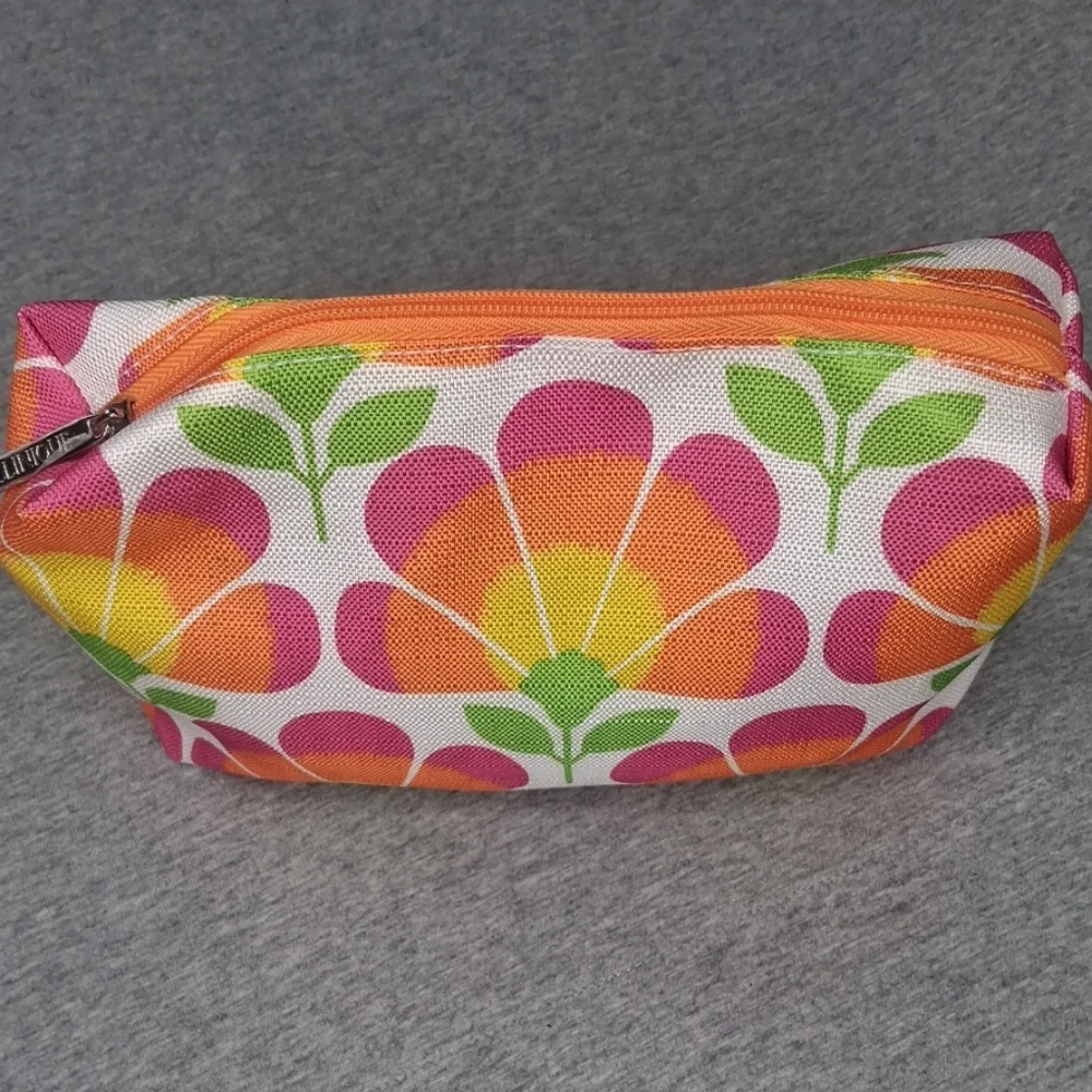 CLINIQUE Floral Print Cosmetic Makeup Bag Zipper Pouch 9.5